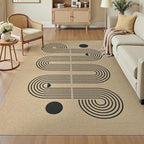 6x9 Jute Rug for Living Room: Farmhouse Carpet Indoor Outdoor Washable Non Slip Area Rug for Bedroom Patio Backyard Dining Room Table Home Office - Geometric Brown