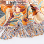 Boho Throw Blanket for Bed-100% Cotton Soft Breathable Farmhouse Decor Boho Quilt for Sofa (Flowers Tulips, 80"x90")