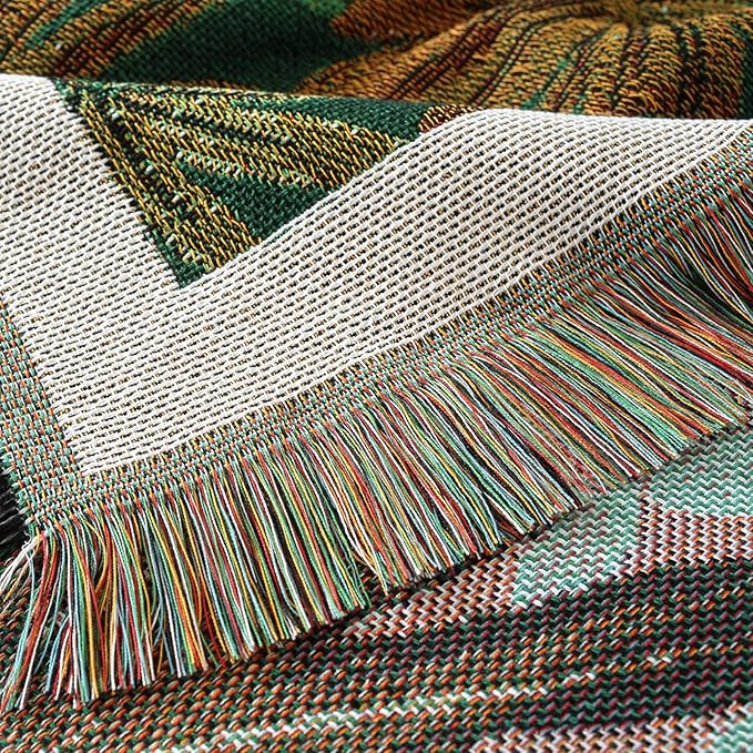 Hopstar Forest Green Throw Blanket Navajo Indian Blankets and Throws Boho Western Decor Couch Cover Blanket for Bed Sofa Living Room Beach Travel 51"x63" (Hylaea)