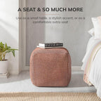 Anji Mountain Pouf Ottoman Foot Rest, Handmade Ottoman Pouf, Comfortable Foot Stool, Decorative Floor Seating for Living Room Decor, Bedroom & Home Décor Accent - Teak