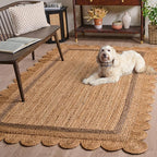 SAFAVIEH Area Rug 5x8 - Natural Fiber Collection - Natural & Grey, Handmade Jute, Ideal for Living Room, Bedroom, Dining Space (NF896F)