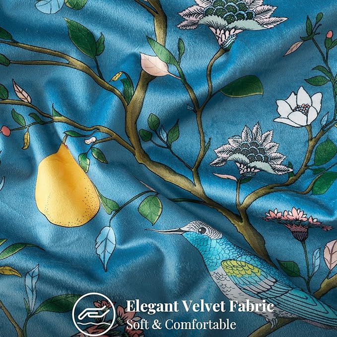 MUSSEL Stone Blue Floral Pillow Covers 12x20 Set of 2, Velvet Wild Flower Plant Throw Pillows Case, Square Farmhouse Decor Cushion Covers for Home Sofa Bed Couch