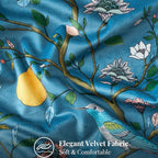 MUSSEL Stone Blue Velvet Throw Pillow Covers 16x16 Pack of 2, Vintage Floral Pillow Covers, Mid Century Flower Plant Cushion Covers for Sofa Living Room Home Decor