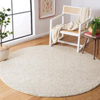 SAFAVIEH Natura Collection Area Rug - 4' Round, Beige & Ivory, Handmade Wool Blend, Textured Design, Ideal for Living Room, Bedroom, Dining Space (NAT425B)