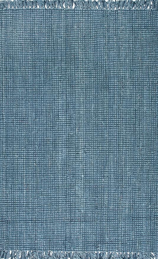 Nuloom Daniela Blue, 3' x 5', Handmade, Jute, Tassel, Soft and Textured, High Traffic, Stain Resistant, Easy Clean, Durable Area Rug for Bedroom, Living Room, Dining Space, Foyer, Entryway