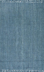 Nuloom Daniela Blue, 3' x 5', Handmade, Jute, Tassel, Soft and Textured, High Traffic, Stain Resistant, Easy Clean, Durable Area Rug for Bedroom, Living Room, Dining Space, Foyer, Entryway