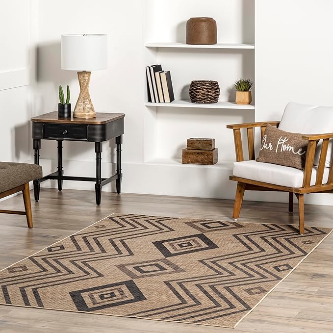 nuLOOM 4' x 6' Easy-Jute Area Rug, Machine Washable, Non-Slip, for Living Room Bedroom Kids Room Nursery Home Decor, Kasie Natural