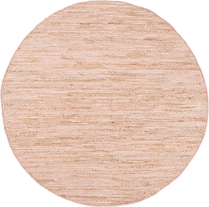 SAFAVIEH Cape Cod Collection Area Rug - 6' Round, Pink & Natural, Handmade Jute & Cotton, Ideal for Living Room, Bedroom, Dining Space (CAP236U)