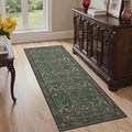 GENIMO 2x6 Runner Rug for Hallway Kitchen Entryway, Non Slip Washable Vintage Boho Soft Thin Floral Carpet, Indoor Low Pile Rug for Bedroom Bathroom Laundry Room, Dark Green