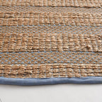 SAFAVIEH Natural Fiber Collection Area Rug - 7' Round, Light Blue & Natural, Handmade Boho Farmhouse Rustic Jute & Cotton Jute, Ideal for High Traffic Areas in Living Room, Bedroom (NFB654M)