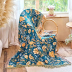 Boho Throw Blanket 50"x60" 100% Cotton Floral Couch Blanket with Flower Bird,ReversibleSoft Breathable Lightweight Spring Decorative Blankets with Fringe for Sofa Chair Bed Decor All Season