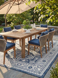 Rugs.com Outdoor Aztec Collection Rug – 3' x 5' Blue Flatweave Rug Perfect for Living Rooms, Large Dining Rooms, Open Floorplans