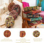 Bohemian Floor Pillow, Square Meditation Cushion & Yoga Mat – Ethnic Mandala Pattern Floor Seating for Living Room, Bedroom, Relaxation, Floor Decor (RED)