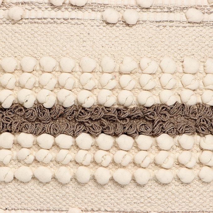 · REDEARTH · Boho Textured Throw Pillow Cases - Woven Tufted Decorative Farmhouse Cushion Covers Set for Couch - Sofa - Bed - Chair - Dining - Patio - Outdoor - 100% Cotton (18x18; Natural) Pack of 2