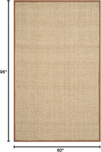 SAFAVIEH Area Rug 5x8 - Natural Fiber Collection - Natural & Brown, Seagrass, Basketweave Pattern with Border (NF114B)