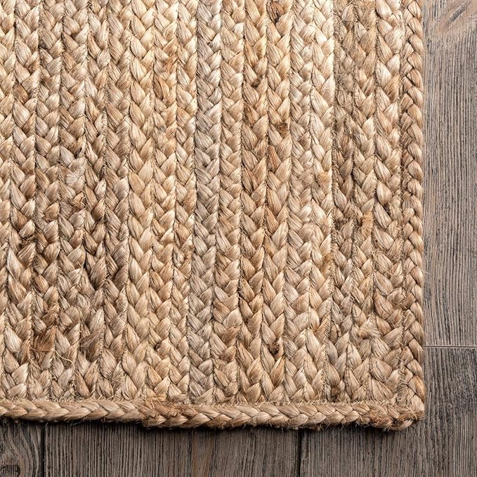 Jute Rug 10' x 14' Rectangular Area Rug Hand Woven Jute Beige Braided Boho Rug For Living Room Outdoor Bedroom Kitchen Entryway Farmhouse Hallway, Rustic Vintage Natural Reversible Floor Rugs: Natural