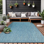 Washable Indoor Outdoor Rug Weather Resistant Carpet Modern Solid for Porch Deck Balcony Backyard Patio Rug 8x10 Aqua Blue