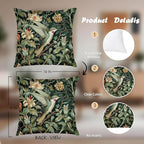 Vintage William Morris Hummingbird Pillow Cover 18x18,Rustic Green Hummingbird Bird Animal Floral Botanical Print Decorative Throw Pillow Covers for Home Bedroom Living Room