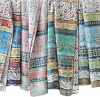 HORIMOTE HOME Boho Style Twin Size Quilt Set Green Bohemian Floral Strip Quilt Beddding Set, Soft and Lightweight Bedspread for All Season,XL Twin Bed Coverlet with 1 Matching Pillow Sham (2 Pieces)