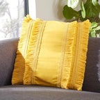 Safavieh Home Collection Grema Boho 16-inch Yellow Fringe Decorative Accent Pillow PLS7142C-1616