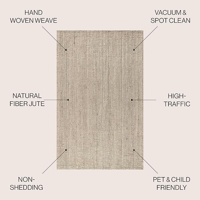 JONATHAN Y Pata Hand Woven Chunky Jute Light Ivory Indoor Area Rug, 12x18, Bohemian, Rustic, Cottage, Easy-Cleaning for Living Room, Bedroom, Kitchen, Non-Shedding (NRF102B-18)