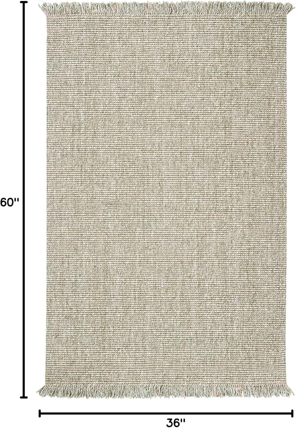SAFAVIEH Natural Fiber Collection Accent Rug - 3' x 5', Green & Natural, Handmade Woven Fringe Jute, Ideal for High Traffic Areas in Entryway, Living Room, Bedroom (NF826Y)