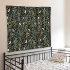 WNAGT Dark Vintage Floral Botanical Tapestry Wall Hanging, Cottage Core Decor, Green Fern Leaf Plant Flower Wall Blanket Decor for Home Bedroom Living Room, 50x60 Inch