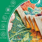 Boho Blanket Soft Muslin Boho Throw Blanket 100% Cotton Blanket All Seasons Reversible Rustic Floral Printed Vintage Rustic Farmhouse Decor Throw for Sofa Couch Chair (Green, 80"x90")