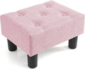 Poofzy Small Foot Stool Ottoman, Linen Ottoman Foot Rest with Legs, Rectangle Foot Rest for Couch, Footstools and Ottomans Small for Living Room and Entryway (Pink)