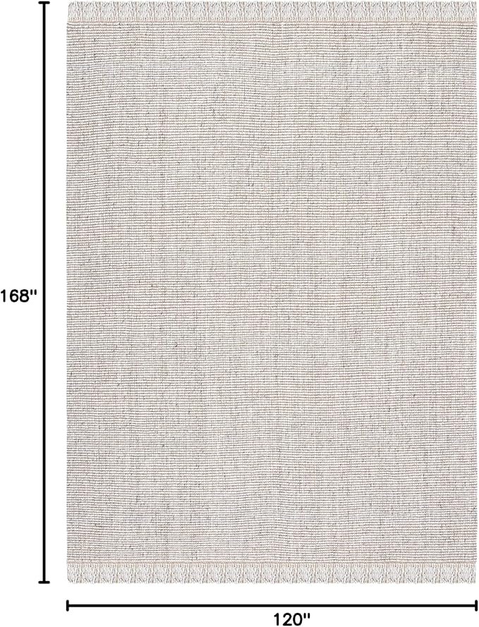 SAFAVIEH Natural Fiber Collection Area Rug - 10' x 14', Silver & Natural, Handmade Woven Fringe Jute, Ideal for High Traffic Areas in Living Room, Bedroom (NF826G)