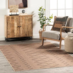 nuLOOM 4' x 6' Easy-Jute Area Rug, Machine Washable, Non-Slip, for Living Room Bedroom Kids Room Nursery Home Decor, Geometric Natural