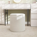Ottoman Poufs with Storage,Soft Upholstered Vanity Stool,Multifunctional Ottomans Coffee Table Padded Seat Foot Rest for Living (White M)