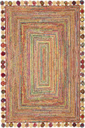 Rectangular Area Rug - 2x3 Feet Multicolor Cape Code Chindi Cotton Jute Rug Geometric Kilim Rug Indoor Outdoor Use Carpet Flatweave Rugs for Bedroom Dining Room Living Room
