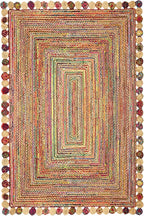 Rectangular Area Rug - 2x3 Feet Multicolor Cape Code Chindi Cotton Jute Rug Geometric Kilim Rug Indoor Outdoor Use Carpet Flatweave Rugs for Bedroom Dining Room Living Room