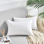 FAVRIQ 12 x 20 Throw Pillow Inserts (Set of 2), Rectangle Interior Sofa Pillow Inserts with 100% Cotton Cover, Lumbar Support Pillow for Chair Bed, Decorative Pillow Insert Pair, White Couch Pillow
