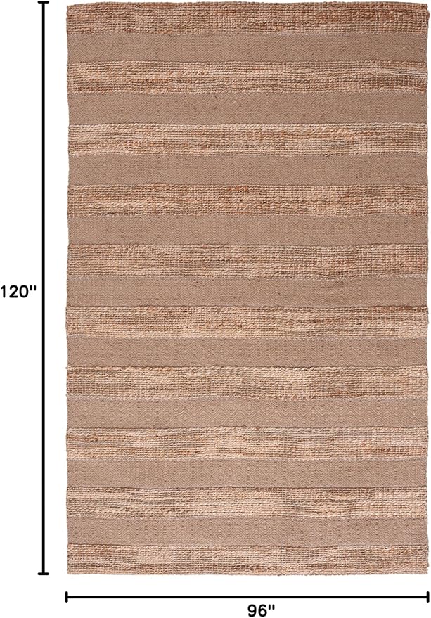 SAFAVIEH Area Rug 8x10 - Natural Fiber Collection - Large - Taupe & Natural, Handmade Jute & Cotton, Boho Farmhouse Rustic Design, Ideal for Living Room, Bedroom, Dining Space (NFB653E)