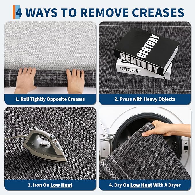 GarveeHome Washable 9x12 Area Rug for Living Room Scalloped Solid Black Rug Non Slip Soft Bedroom Rugs Low Pile Foldable Large Area Rug Stain Resistant Carpet for Nursery Dining Room Classroom, Black