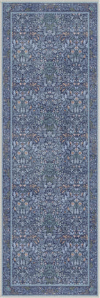 GENIMO 2x8 Runner Rug Non Slip Washable, Vintage Floral Kitchen Runner Rug, Low Pile Lightweight Hallway Runner for Laundry Room, Bathroom, Bedroom, Blue