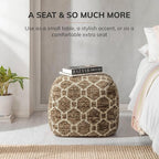 Anji Mountain Pouf Ottoman Foot Rest, Handmade Ottoman Pouf, Comfortable Foot Stool, Decorative Floor Seating for Living Room Decor, Bedroom & Home Décor Accent - Brown