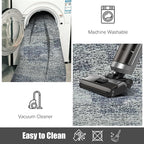 RUGSURE Washable Area Rug - 1/6 Thick - Stain & Water Resistant Non-Slip - Resistant Rug for Living Room, Bedroom, Nursery, Pet & Child Friendly, Vintage Charm Area Rugs (Grey+LightTeal, 2'6'' x 8')
