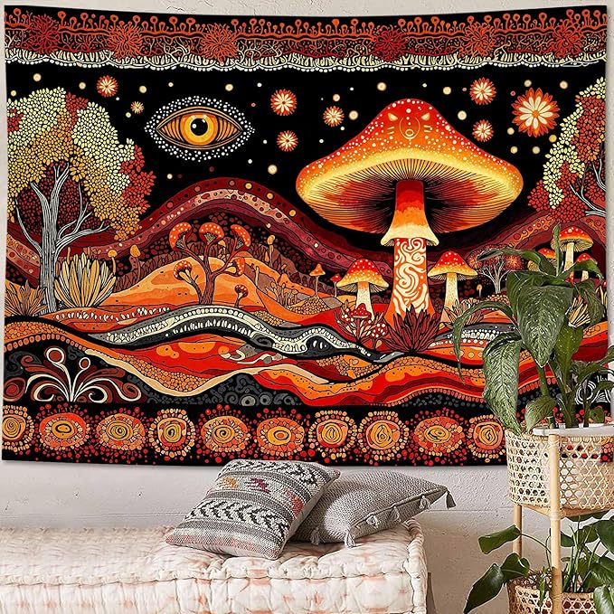 Yeoiat Tapestry Mystical Mushroom Tapestries Fantasy Tapestries Bohemian Forest Wall Tapestry Bedroom Dormitory Living Room Decoration 80"x60"