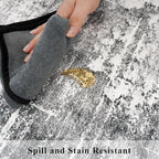 Washable 2x5 Kitchen Area Rug: Non-Slip Abstract Water-Resistant Entryway Rug Soft Sink Fridge Area Bedroom Carpet Low Pile Floor Mat for Bathroom Laundry Nursery Non-Shedding Runner(2X5,Black/Grey)