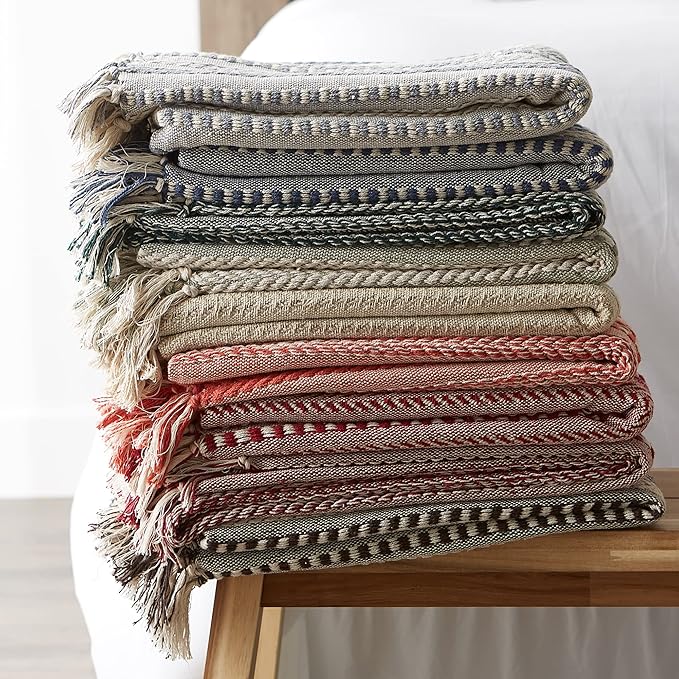 DII Braided Striped Decorative Throw Blanket, 50x60, Dark Brown