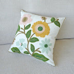 vctops Floral Embroidered Pillow Covers 18x18 Inch Spring Summer Cotton Tufted Throw Pillow Cover Outdoor Garden Cushion Case for Sofa, Bed, Living Room (Flower F,18"x18")