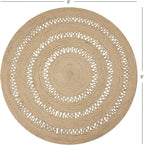 · REDEARTH · Round Area Rug - 6 Feet Braided Scalloped Earthy Trails Jute Rug- Artisan Made Boho Jute Patterned Rugs for Bedroom, Kitchen, Living Room, Farmhouse, Aesthetic, Handmade Vintage Décor