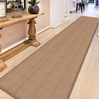 17ft Hallway Runner Rug Mat Non Slip, Rubber Backed Absorbent Floor Rug Carpets, Runner for Entryway Porch Backyard Dining Room, Camel