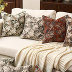 Yangest Neutral Floral Pillow Cover 20 x 20 Inches, Vintage Chenille Square Throw Pillow Cover Soft Decorative Farmhouse Accent Couch Pillow Cover for Living Room Bedroom, Green