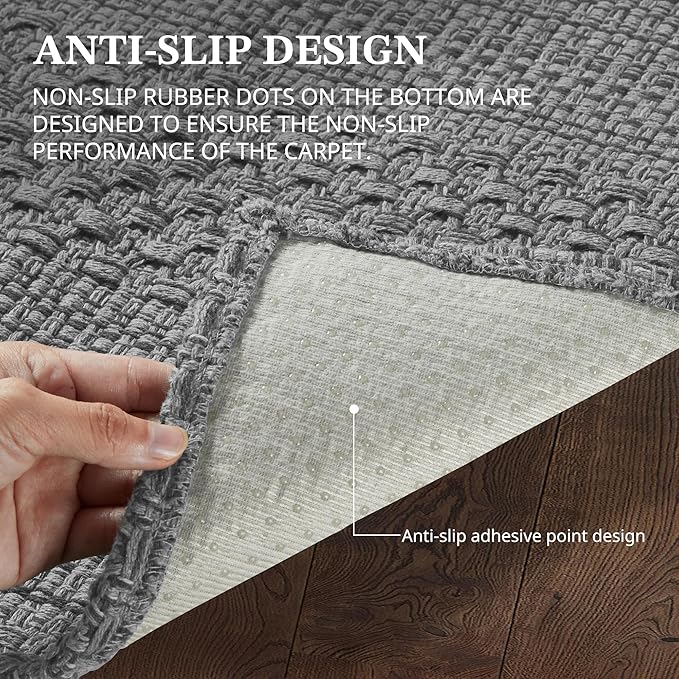 Kitchen Rugs, Kitchen Mats for Floor, Machine Washable Rugs 20"x30"+20"x48" Boho Style, Anti-Skid TPR Backing for Kitchen, Laundry, Durable, Easy Clean Spring & Everyday Use - Grey