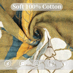 Boho Throw Blanket for Bed - 100% Pure Cotton Ultra Soft Rustic Quilt - Farmhouse Decor Bed Blankets, All Season Rustic Throw for Sofa Couch Chair(50"×60", Boho Floral)