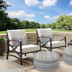 Outdoor/Indoor Inflatable Ottoman Pouf D20 xH9, All Weather Round Footstool with Foot Pump, Water Repellent Portable Footrest with Handle for Patio Garden Camping Travel-Grey Stripe